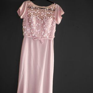 The Pink Flower Embroidered Maxi Dress